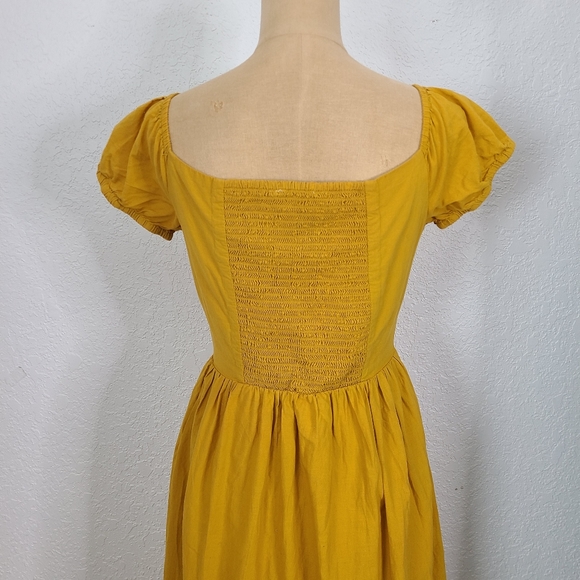Zara Mustard Yellow Cut Out Button Up Midi Dress - Picture 8 of 9